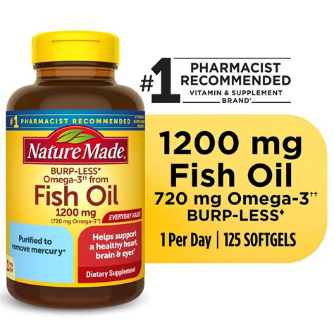 Nature Made Fish Oil Omega 3 Supplements, 1200mg .